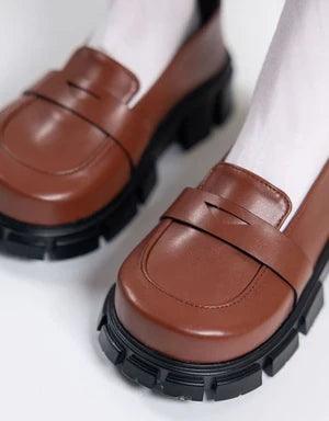 Kospley Brown loafer shoes Inner length 14cm - TheDreamDoll